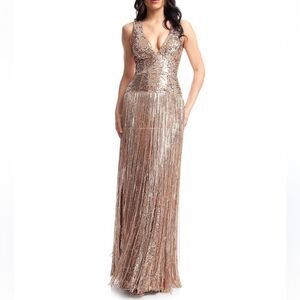 Dress the Population reign sequin fringe gown